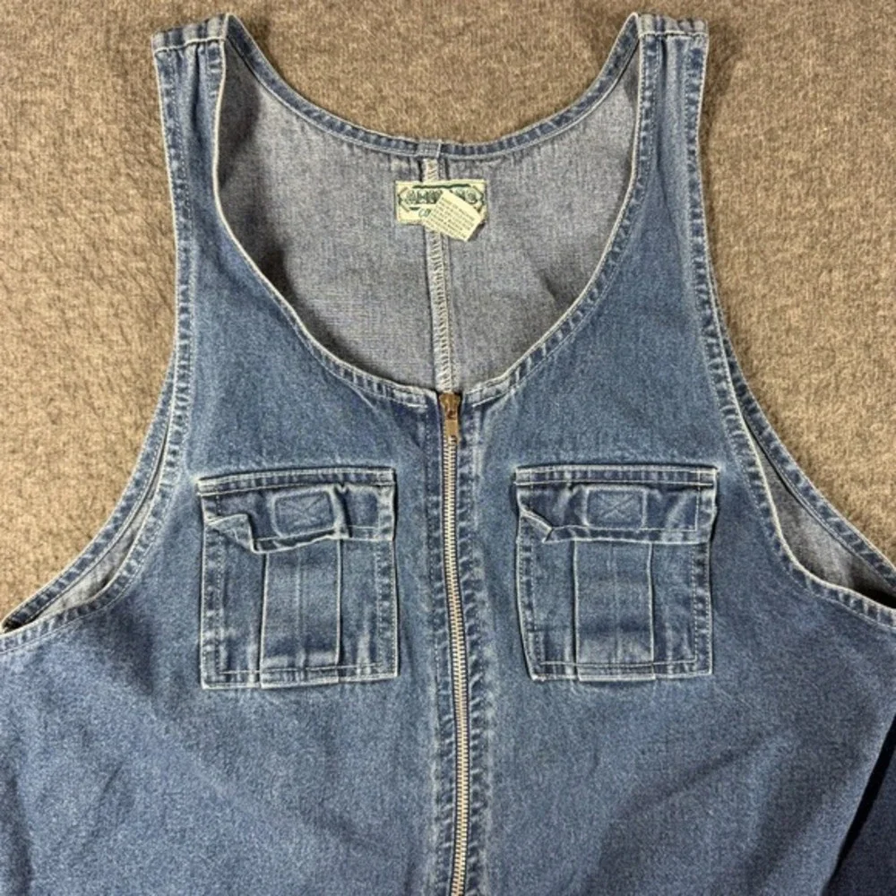 Vintage 90s Amilano Denim Cargo Mini Dress Full zip Womens Medium M Blue - Picture 2 of 8